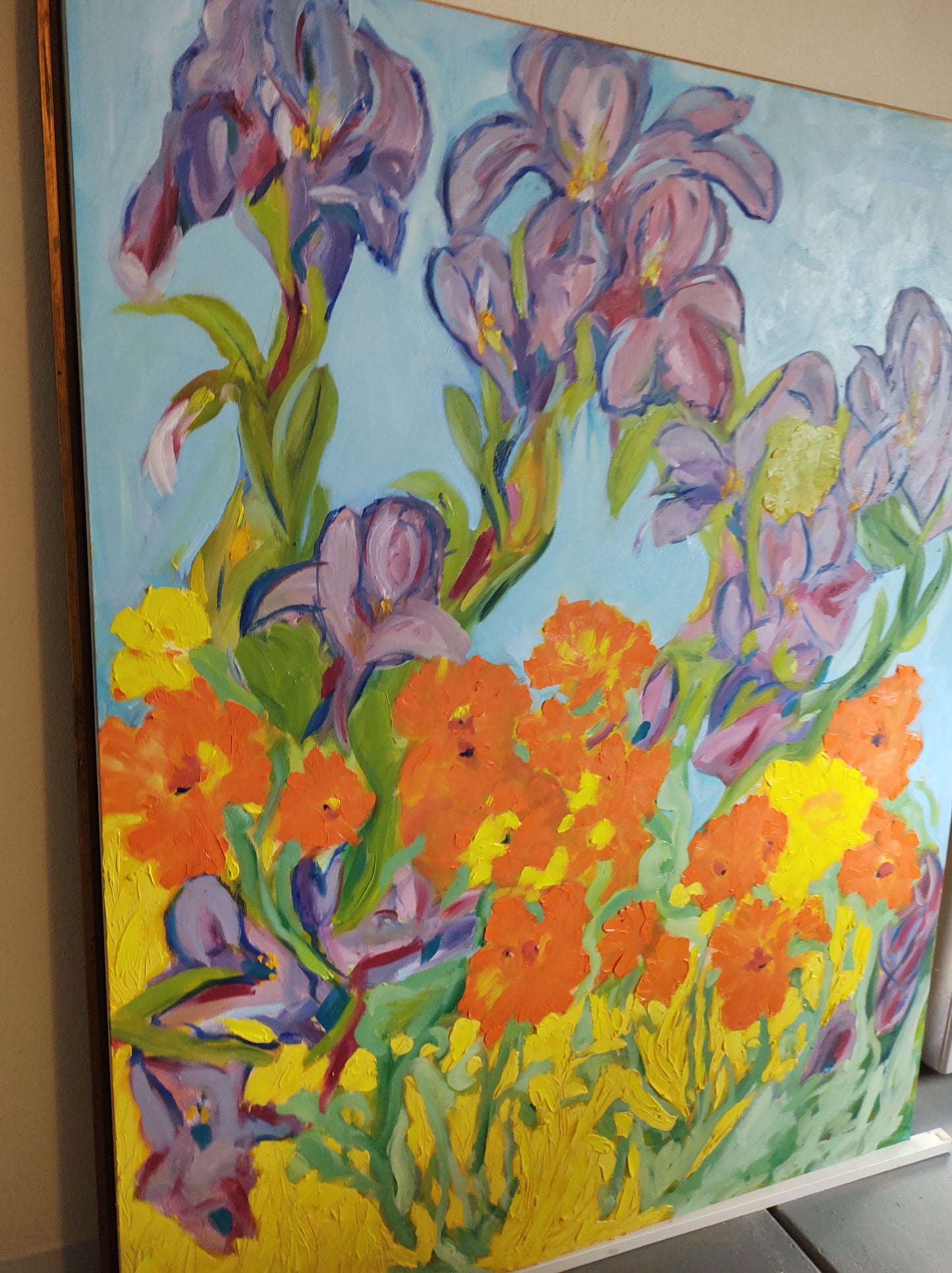 Flower Power! Summer of Love" Meets the Sonoma Super Bloom Dimensions: 48" x 60" x 1.5"  Medium: Sculptural Oil on Canvas