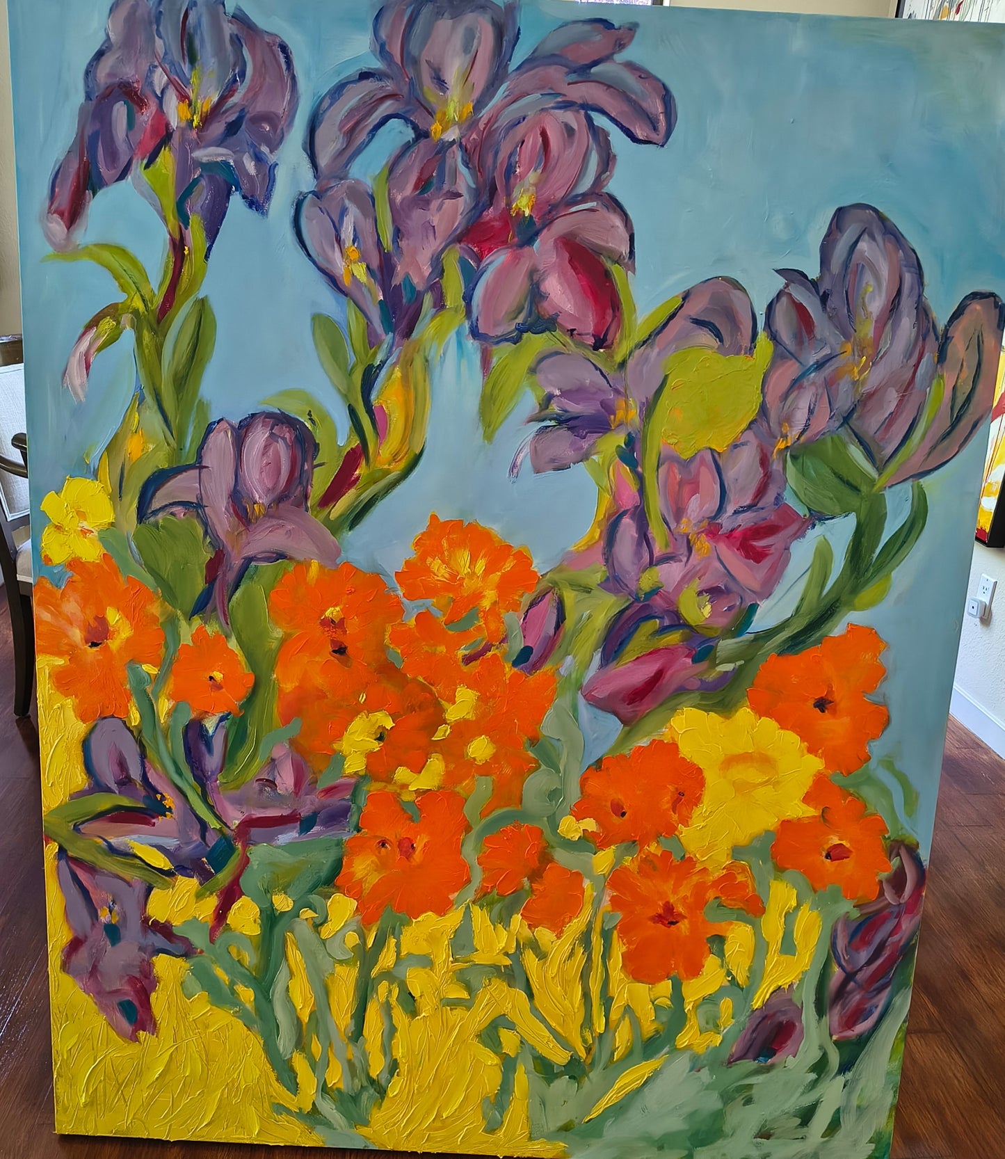 Flower Power! Summer of Love" Meets the Sonoma Super Bloom Dimensions: 48" x 60" x 1.5"  Medium: Sculptural Oil on Canvas