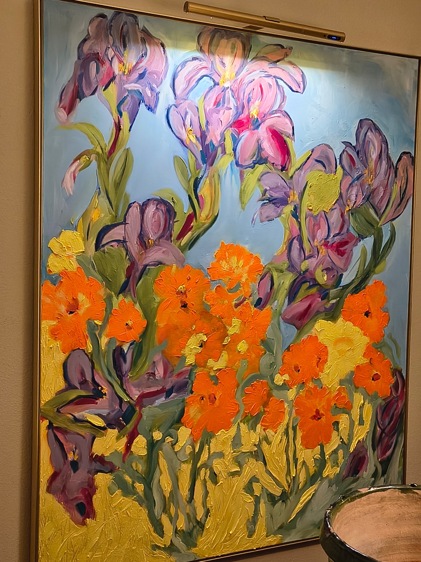 Flower Power! Summer of Love" Meets the Sonoma Super Bloom Dimensions: 48" x 60" x 1.5"  Medium: Sculptural Oil on Canvas