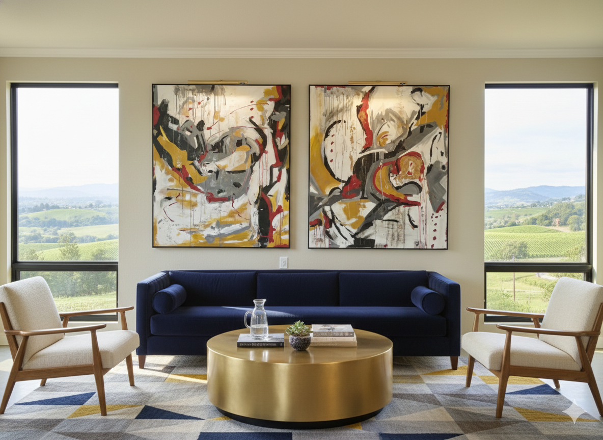 V Shaken and Stirred - 48x60 - Abstract Diptych - Gallery Exhibit
