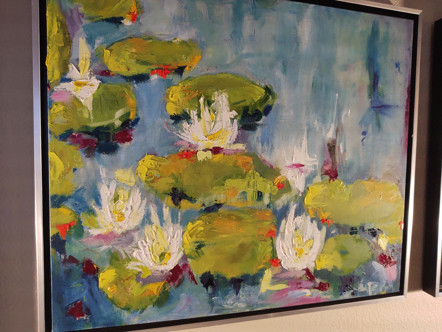 Monet's Kaleidoscope Dreams-Triptych-Lilies In The Rain Three 18 x 24 Oil on Canvas