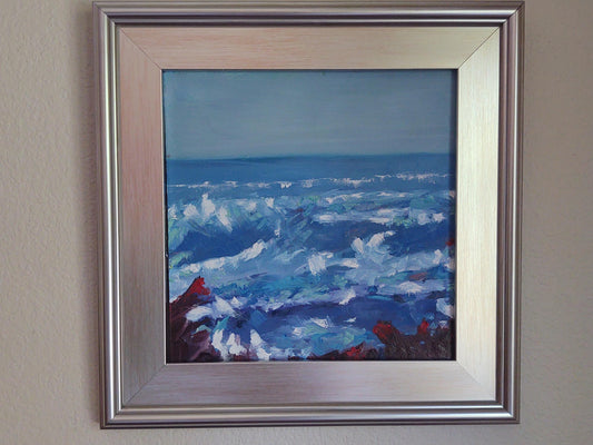 V Cerulean Sea Sonoma Coast 12 x 12 Oil on Canvas