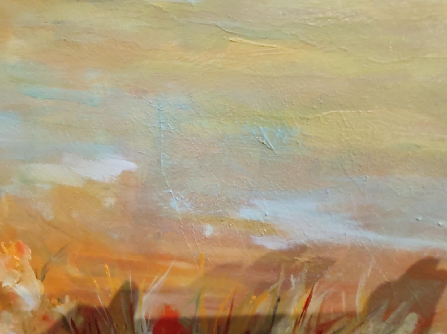 Dancing Reeds and Ochre Buckeye - 12x24 Panoramic - Oil on Vinyl Canvas - Gallery Exhibit