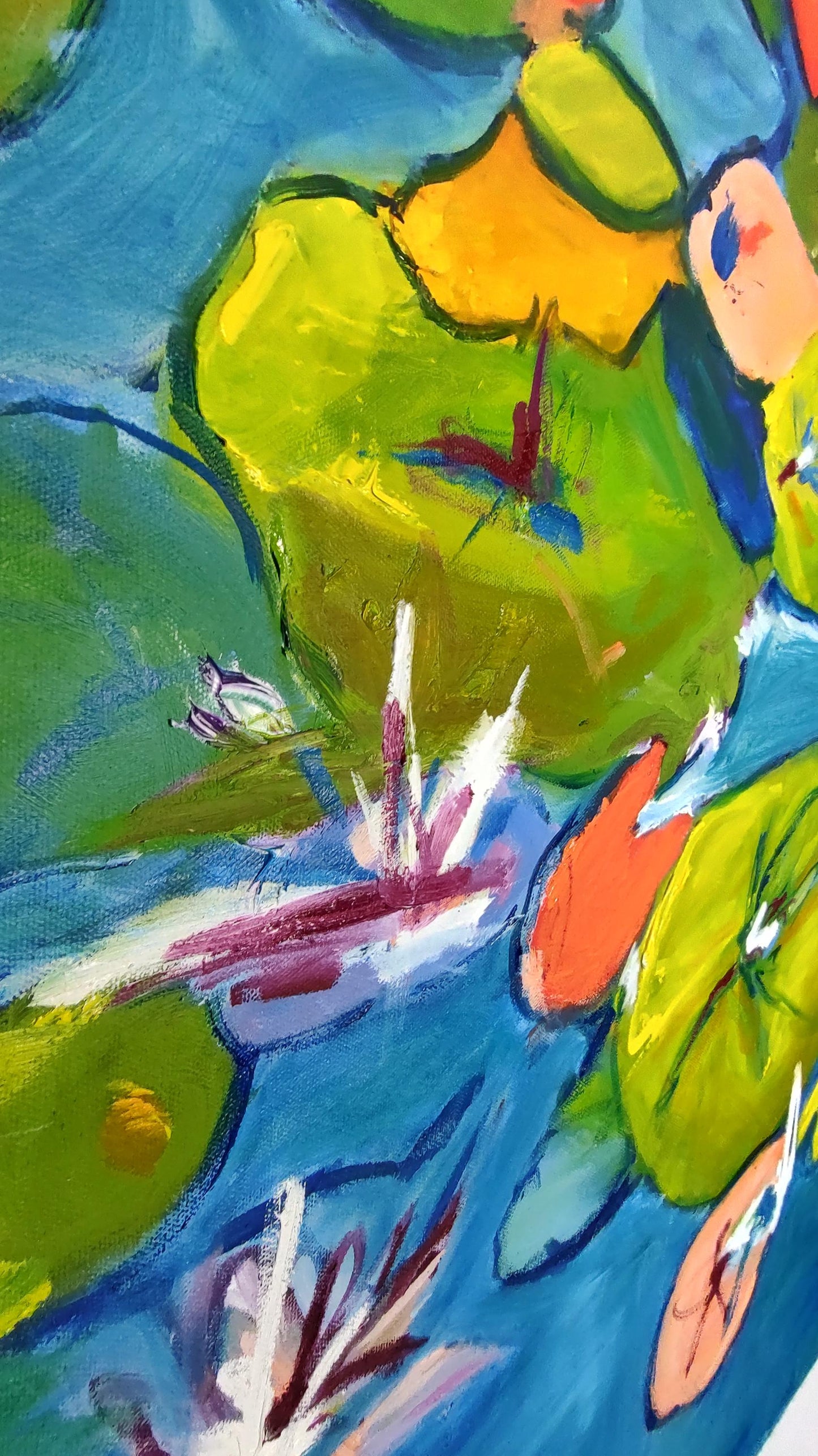 Monet's Psychedelic Lilies 48 x 60 Oil on Canvas
