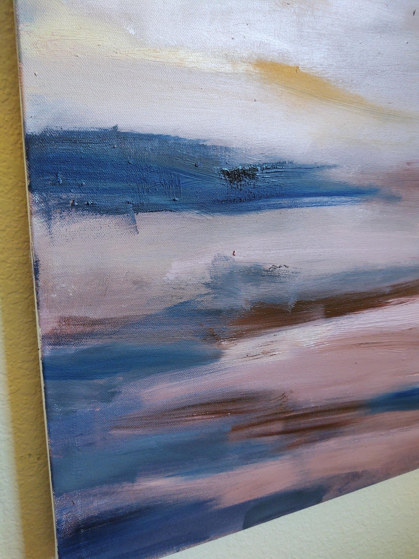 SOLD Museum Exhibit- Cobalt Tide & Marigold Sky- 48 x 30 Oil on Canvas