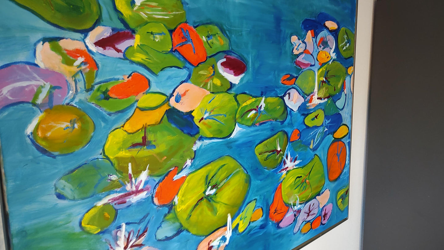 Monet's Psychedelic Lilies 48 x 60 Oil on Canvas