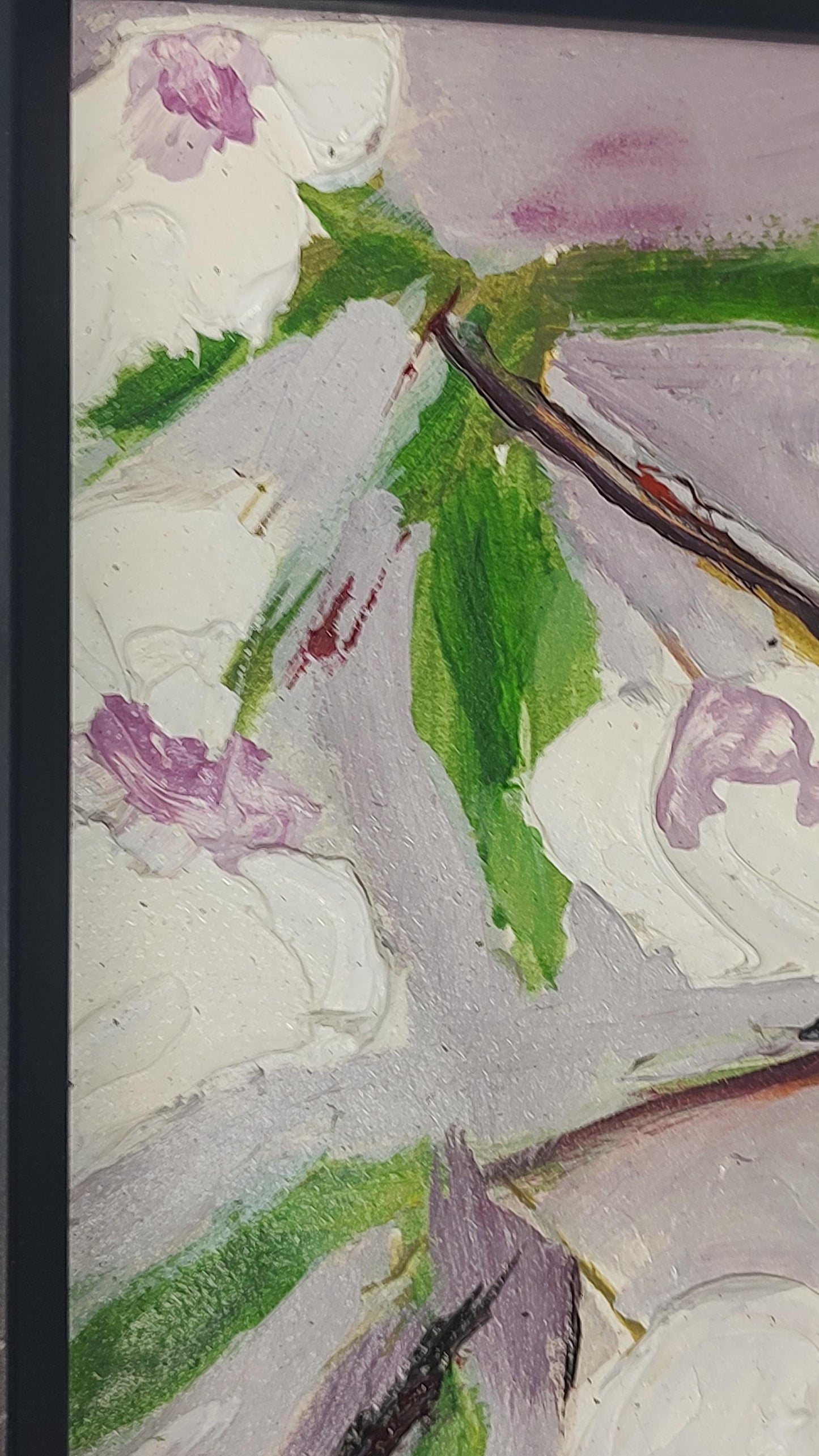 V Blossoms Through My Window 20 x 20 Oil on Foam Core