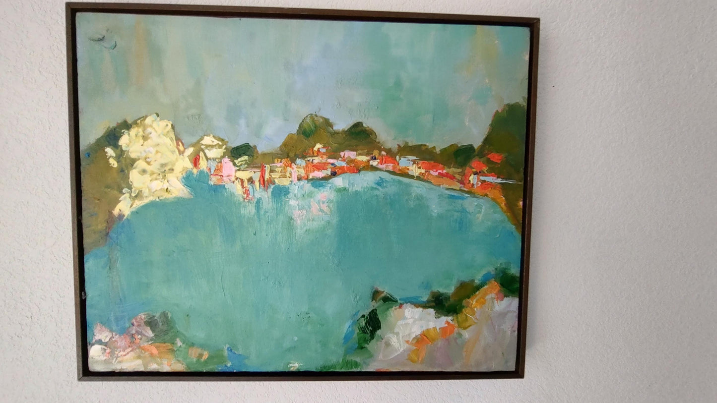 SOLD Yellow Dawn - Sausalito Sunrise 16.5 x 20.5 Oil on Board mounted on Canvas