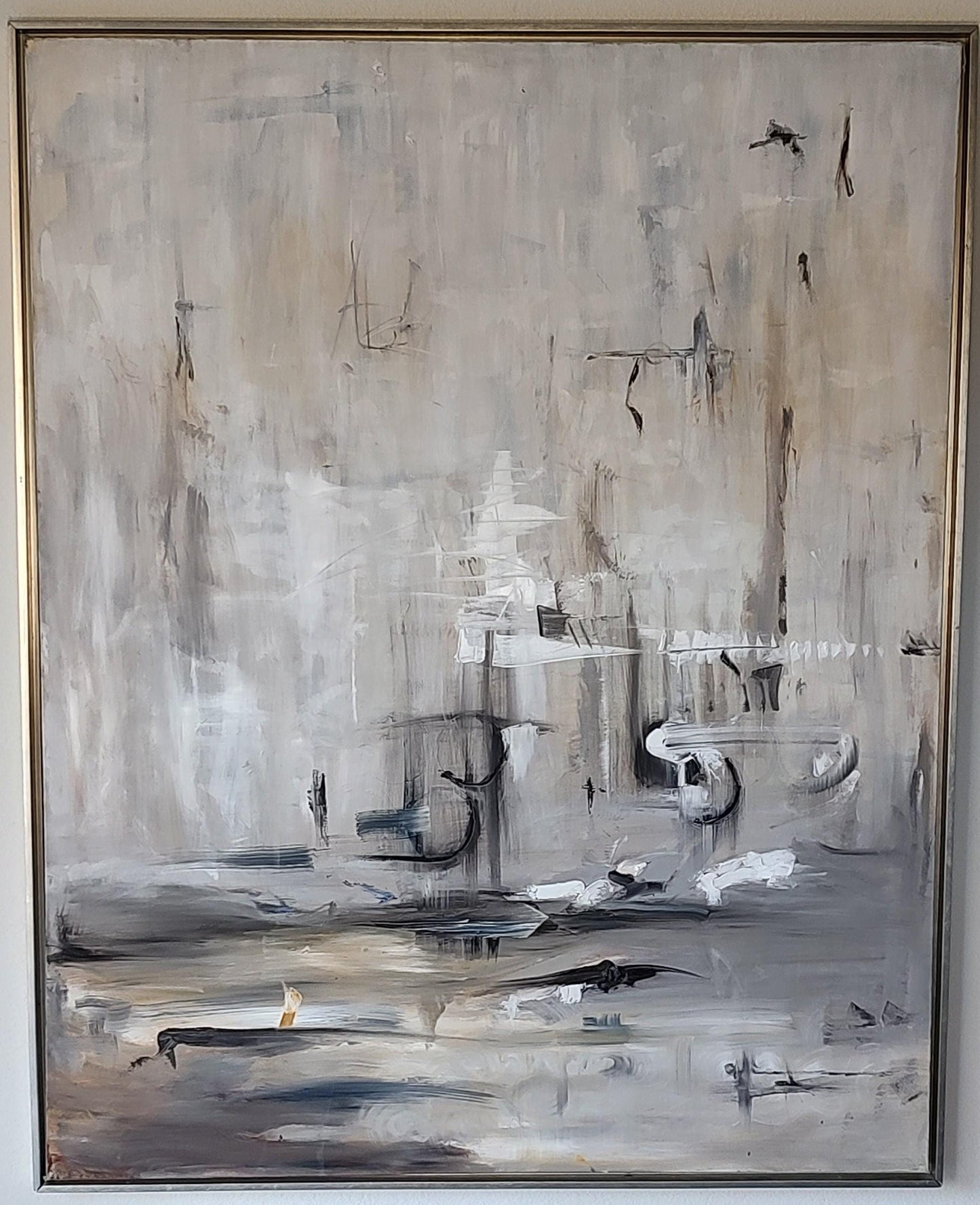 B Sepia Cascade - 48x60 - Large Scale Original Oil - Gallery Exhibit