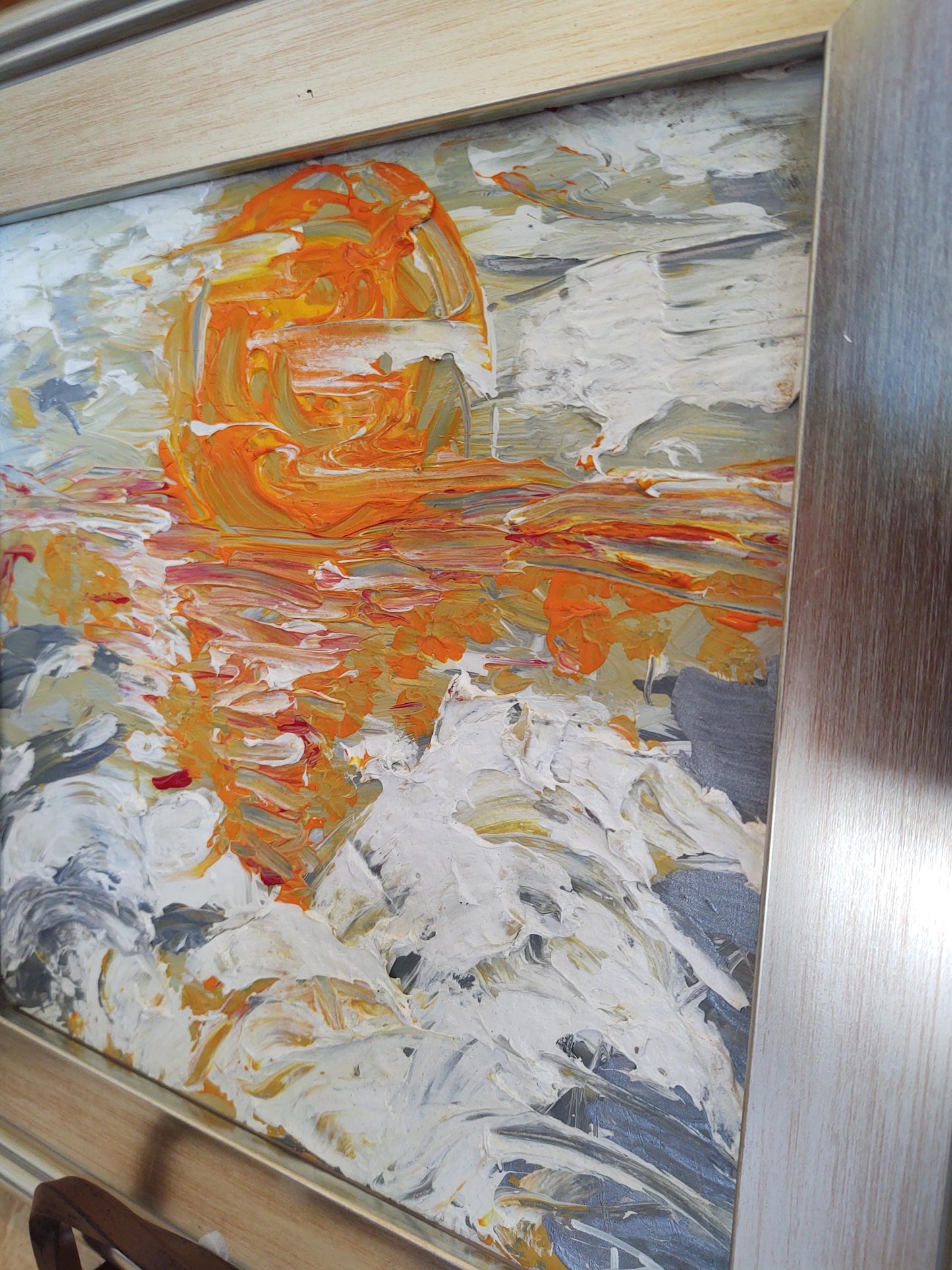 B Last Flash: Capitola Beach - 12x12 - Acrylic & Molding Mud on Hard Board - Gallery Exhibit