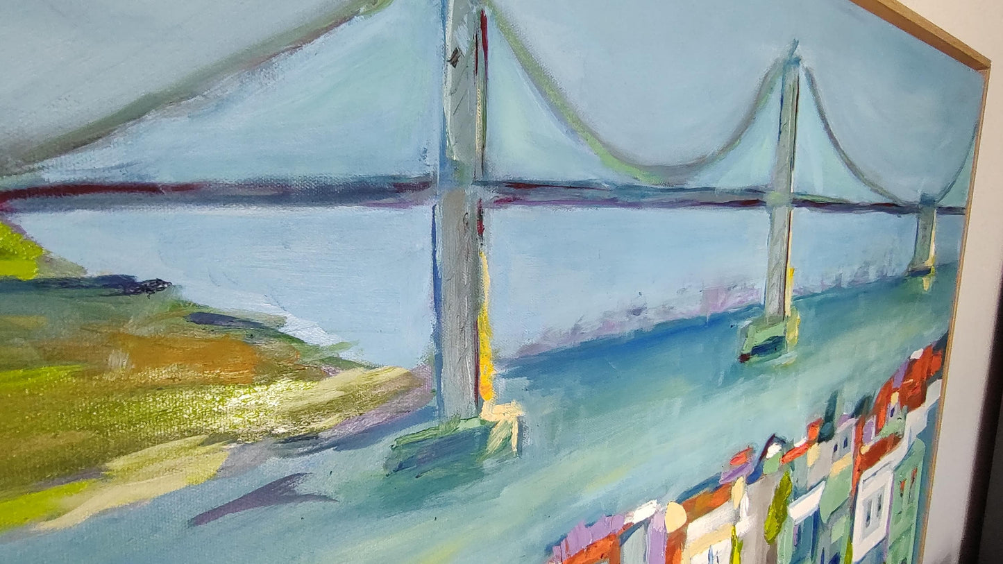 V San Francisco Tapestry of Color-Marina to Bridge 30 x 48 Oil on Canvas