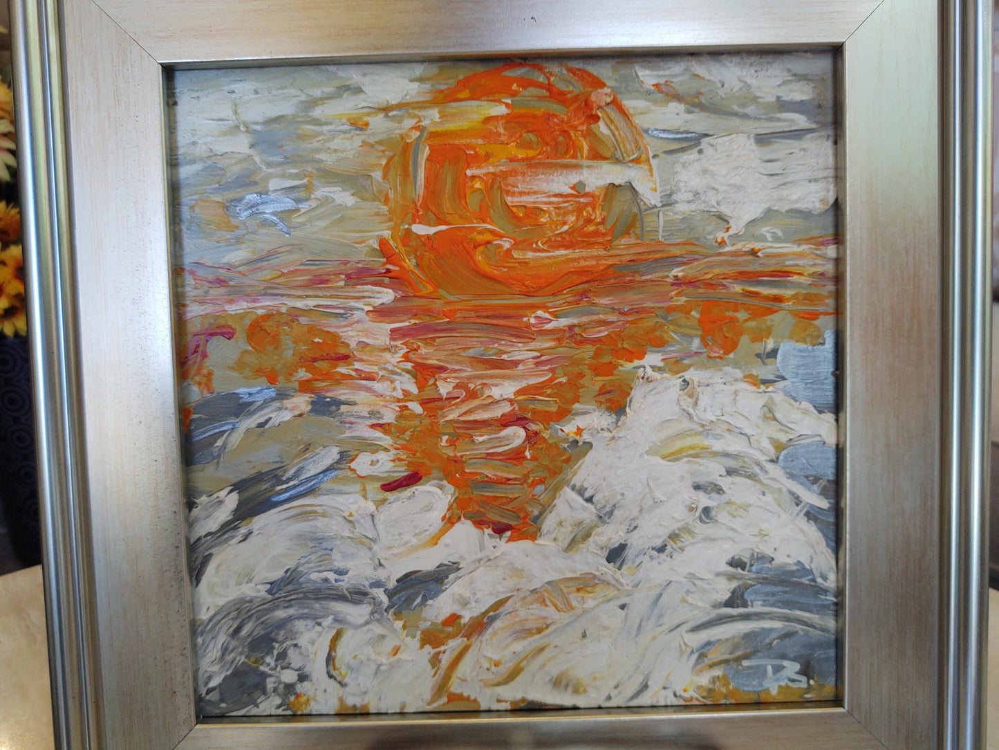 B Last Flash: Capitola Beach - 12x12 - Acrylic & Molding Mud on Hard Board - Gallery Exhibit