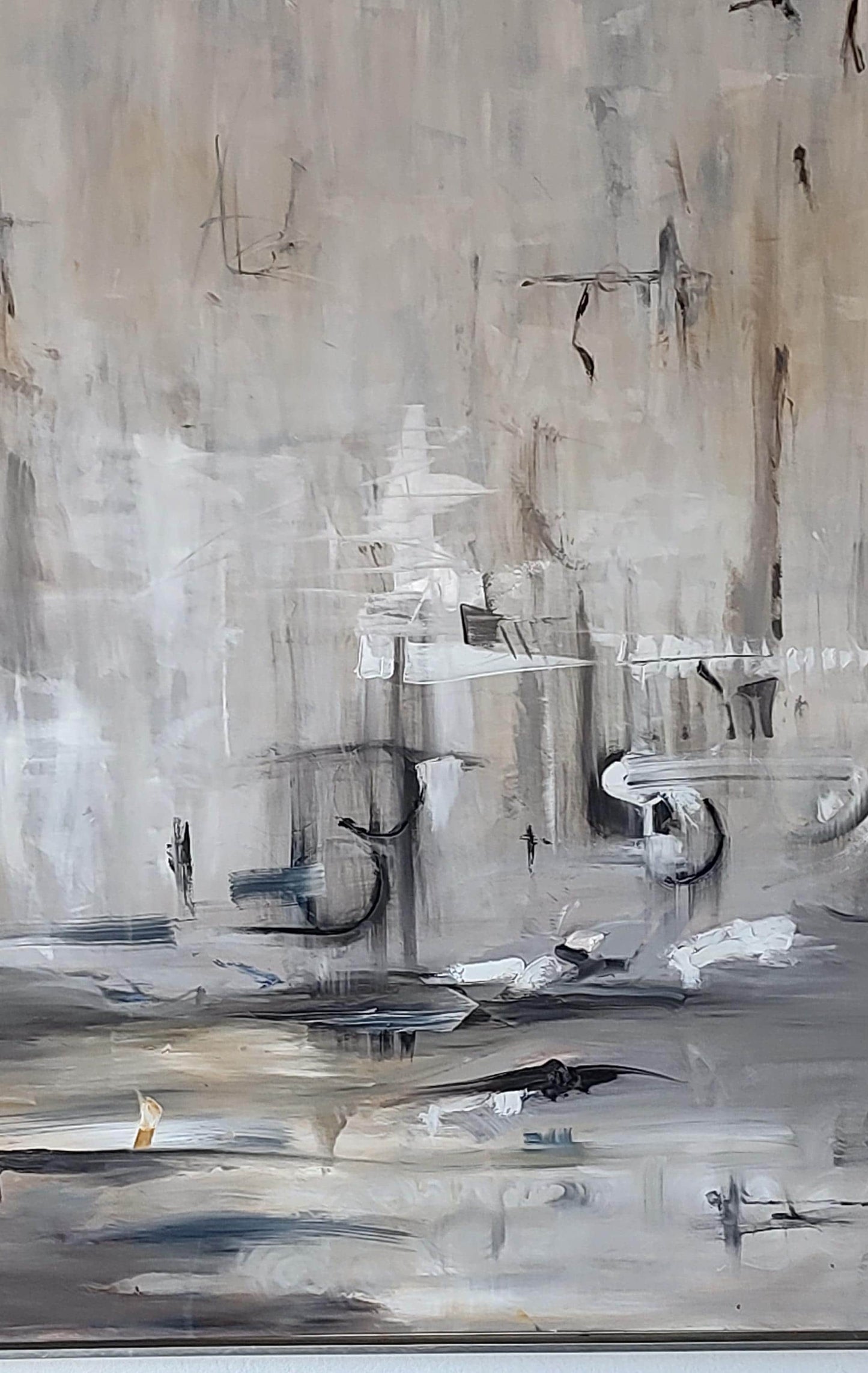 B Sepia Cascade - 48x60 - Large Scale Original Oil - Gallery Exhibit