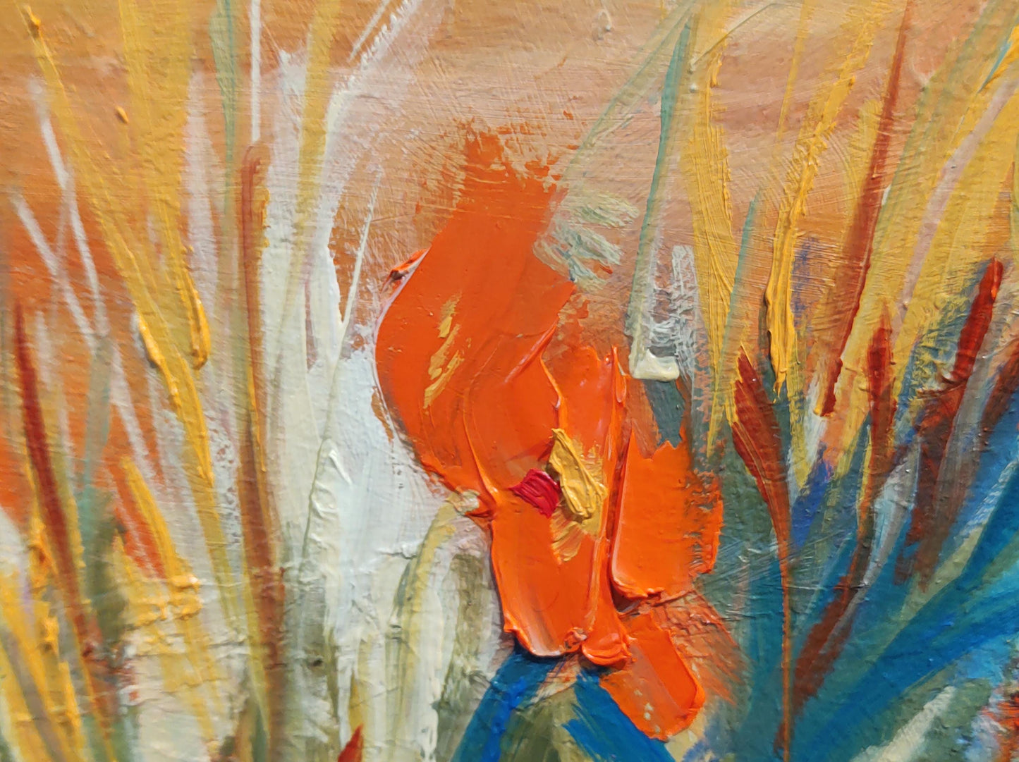 Dancing Reeds and Ochre Buckeye - 12x24 Panoramic - Oil on Vinyl Canvas - Gallery Exhibit