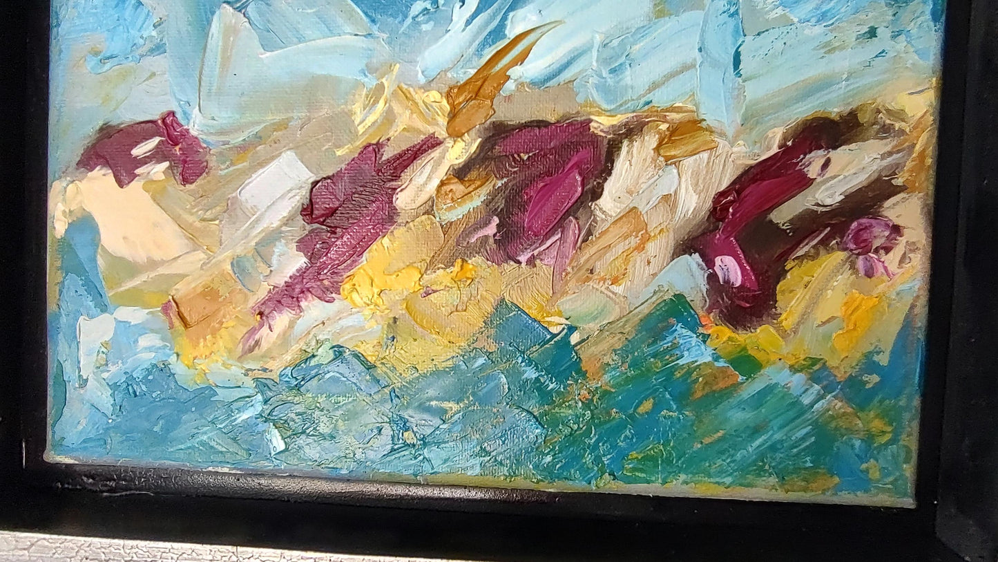 V Magenta Shore-Jenner Seascape 8 x 10 Oil on Canvas