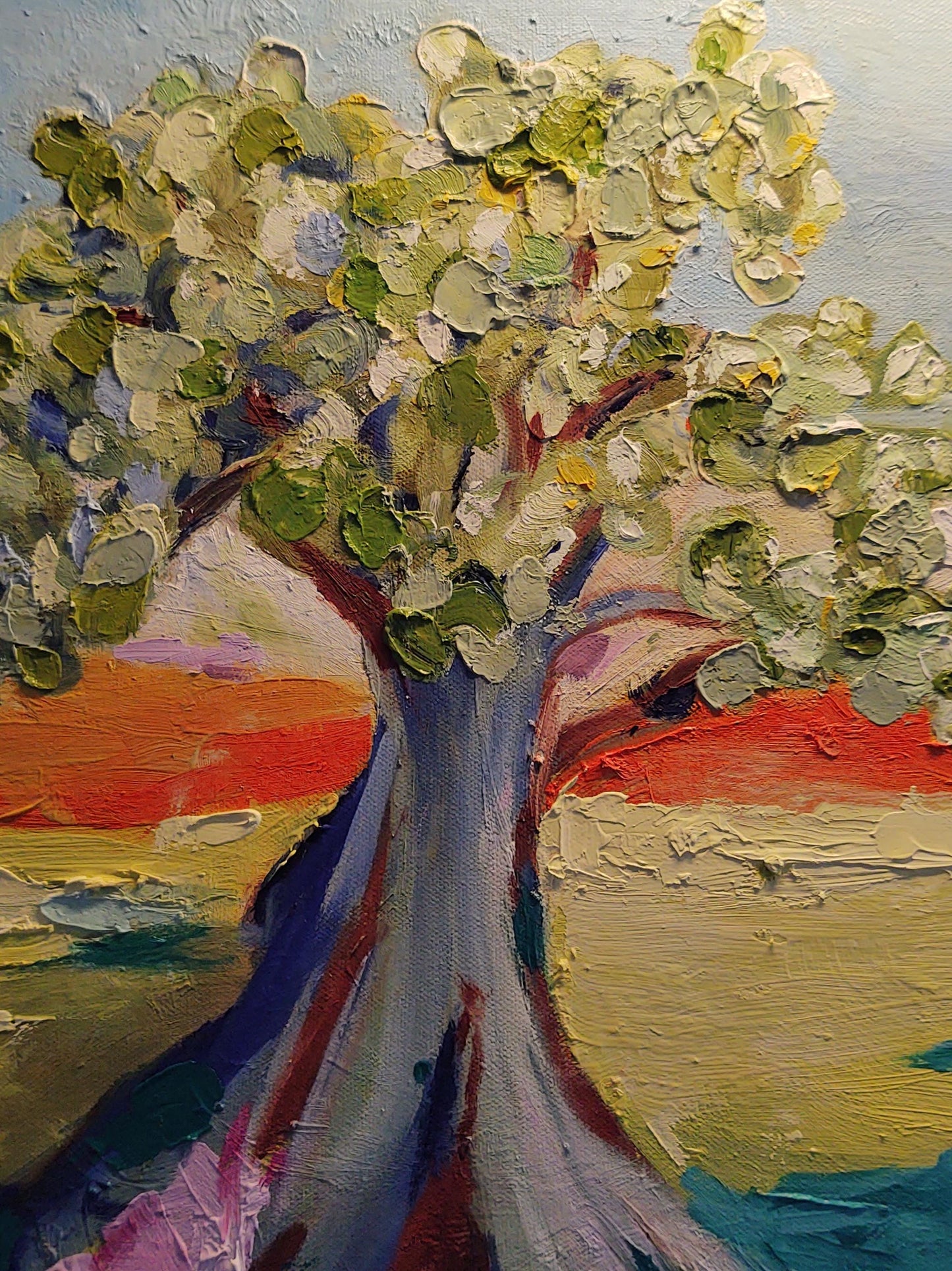 B Blue Olive Shadows & Lavender Daze - 30x48 - Oil on Canvas - Gallery Exhibit