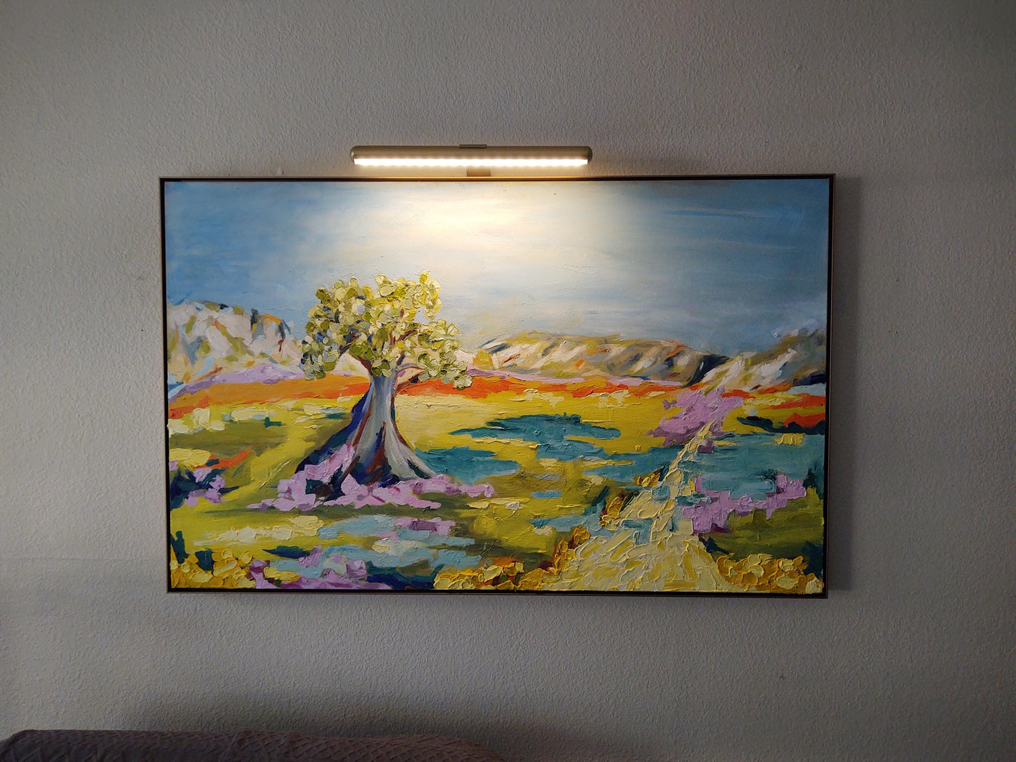 B Blue Olive Shadows & Lavender Daze - 30x48 - Oil on Canvas - Gallery Exhibit