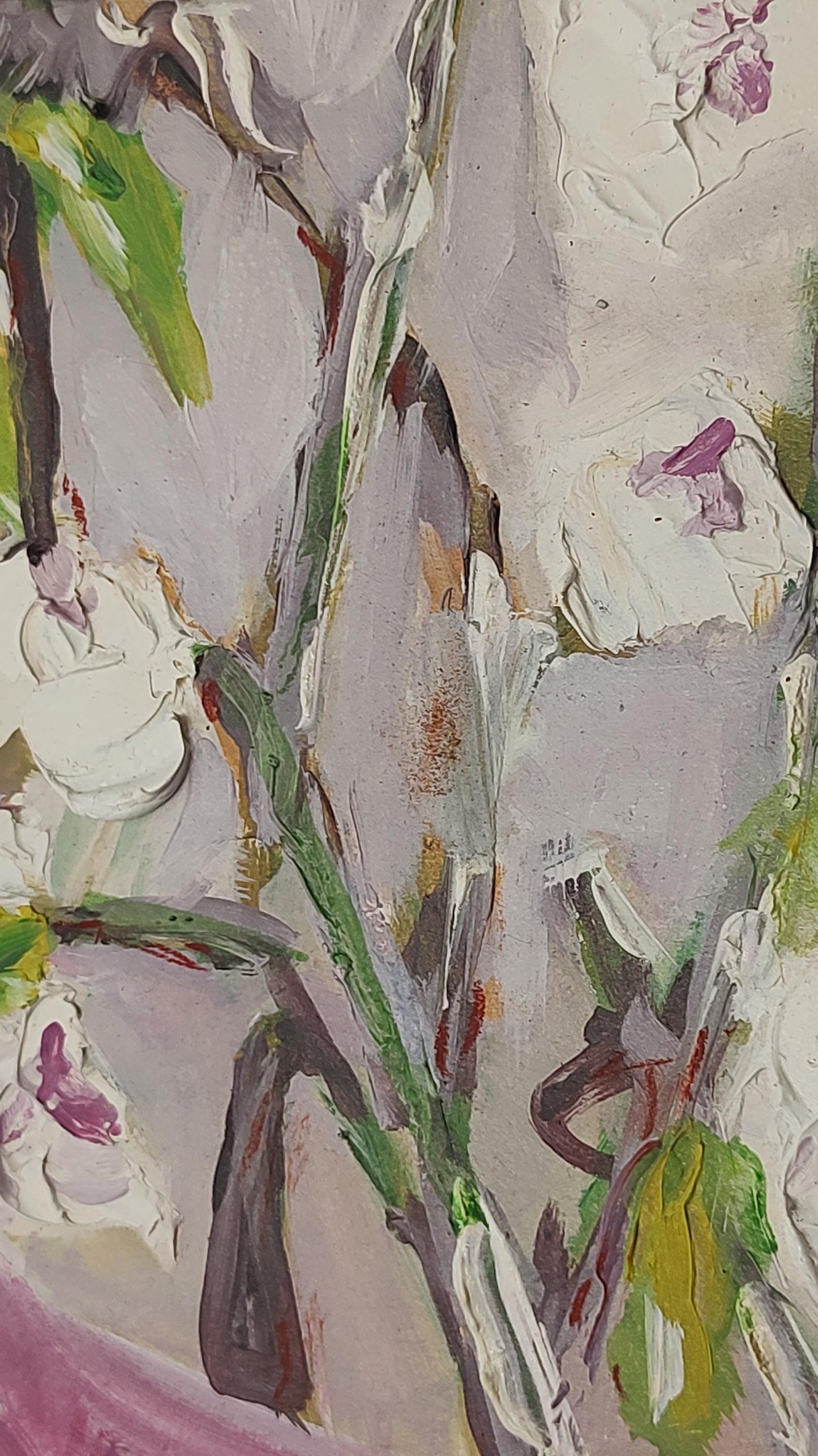 V Blossoms Through My Window 20 x 20 Oil on Foam Core