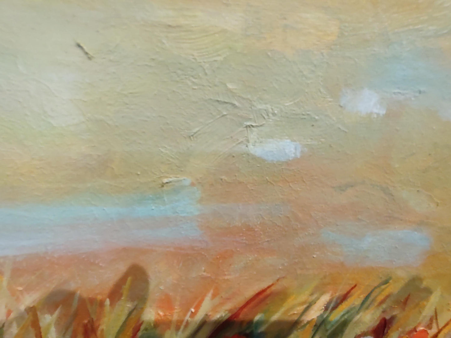 Dancing Reeds and Ochre Buckeye - 12x24 Panoramic - Oil on Vinyl Canvas - Gallery Exhibit