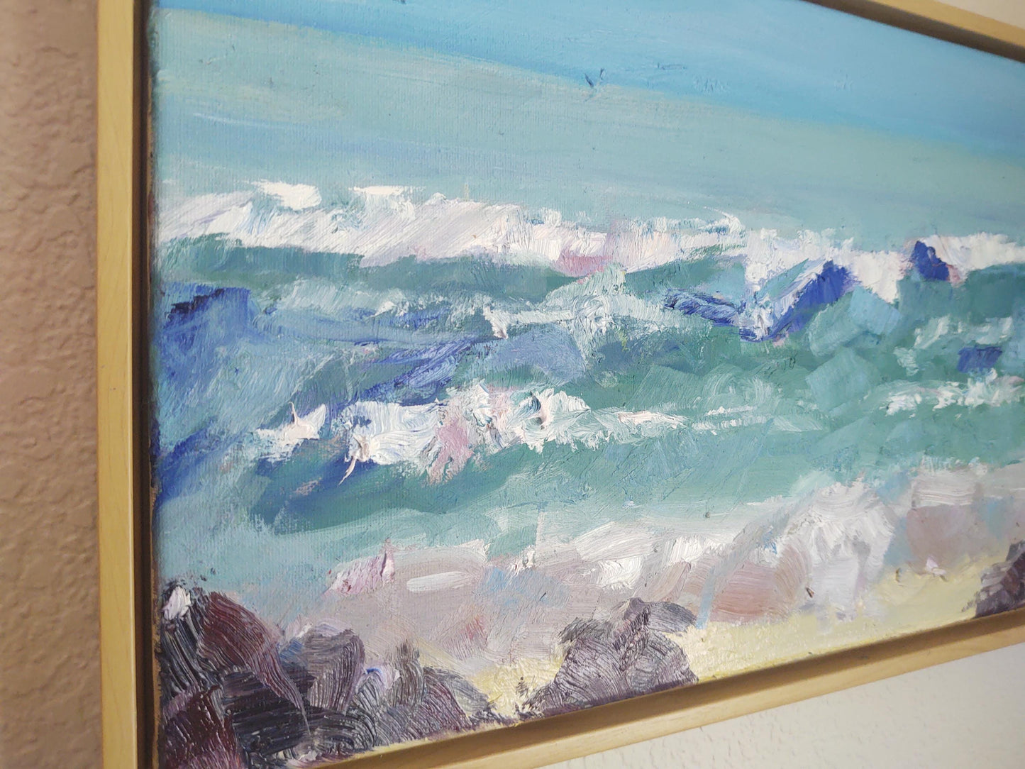 V Dancing Waves-Carmel By The Sea 10 x 20 Oil On Canvas